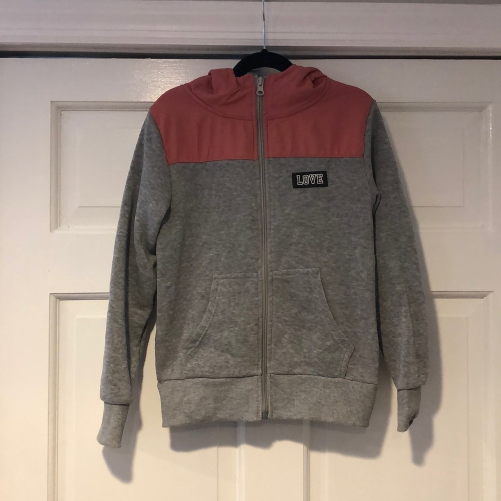 Joyce Concept Gray LOVE Zip Front Hooded Jacket M